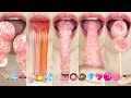 asmr PINK EMOJI FOOD 🍡🧊👄🍜🍯💦🫧👅🔘🍩💎💖🟠🟠🍮 분홍색 이모지 먹방 eating sounds