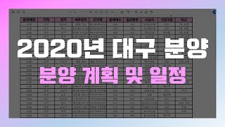 2020년 대구 분양아파트 청약 예정 일정 알아보자  1편(수성구, 달서구, 중구, 달성군)