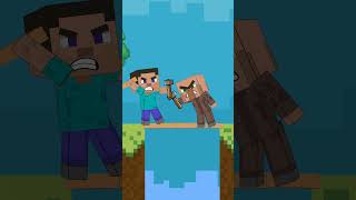 Epic Bridge Challenge: Baby Steve vs Baby Villager | Pixel Punchlines Minecraft #shorts