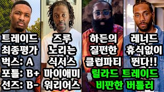 NBA 근황: 데미안 릴라드, 아데토쿤보, 트레이드 평가, 제임스 하든, 르브론, 돈치치, 올라디포, 커리, 레너드, 폴 조지, 즈루 할러데이, 아톰 외