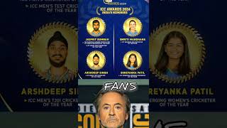 Here are the Indian nominees for ICC Awards 2024 in their respective categories🏆⭐ #shorts #trending