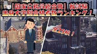 国家公務員総合職【秋試験】出身大学別合格者数ランキング！2023年　全国編