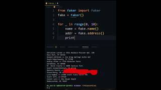 Python - Faker generate fake user data #shorts #python #technology #coding