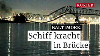 Brücke eingestürzt: Schiff rammt Brückenpfeiler in Baltimore