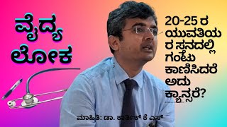 Health Talk | ವೈದ್ಯ ಲೋಕ : 20-25ರ ಯುವತಿಯರ ಸ್ತನದಲ್ಲಿ ಗಂಟು ಕಾಣಿಸಿಕೊಂಡರೆ ಅದು ಕ್ಯಾನ್ಸರೇ? : ಡಾ. ಕಾರ್ತಿಕ್