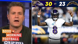 GMFB | Ravens are LEGIT contender for AFC - Kyle Brandt on Lamar throws 2 TD to beat Chargers 30-23