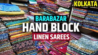 Pure Hand Block Linen Saree Manufacturer and Wholesalers in kolkata