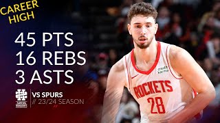 Alperen Sengun 45 pts 16 rebs 3 asts vs Spurs 23/24 season