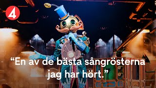 Panelen i chock över Spelmannens sångröst i Masked Singer Sverige