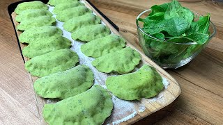 SPINACH BOILED DUMPLINGS with potatoes and suluguni