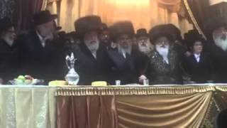 Viznitzer Rebbe's Kissing Each Other At Satmar Bar Mitzvah in E Israel - Adar I 5776