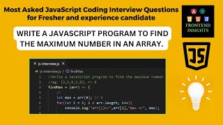 Find the Maximum Number in an Array in JavaScript | Javascript coding interview question #jscoding