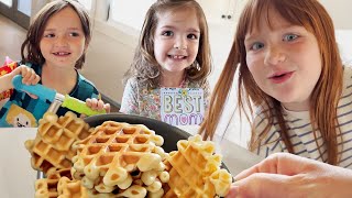 MAKiNG WAFFLES for MOM!!  Backyard Games and pirate island fun with Family! Best