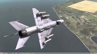 DCS, Mig-21,  2 x S-24B rockets, offset pop up attack on tanks.