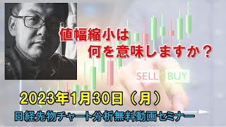 値幅縮小は何を意味しますか？ 2023年1月30日（月）　日経先物チャート分析無料動画セミナー