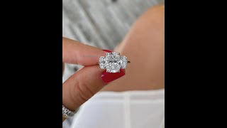 3.20ct Elongated Cushion Cut Simulated Diamond Three Stone Ring in 10k White Gold for Susan M Hinkle