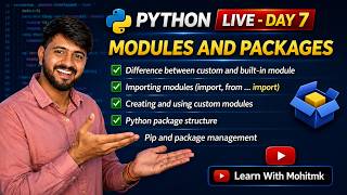 Python LIVE Day 7 🔴 | Python Modules & Packages Explained 🔥 | Live Coding