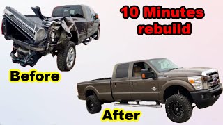 REBUILDING A WRECKED Ford F350 IN 10 MIN