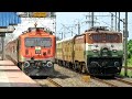 🔥[AMRIT BHARAT WAP-5 + TRI COLOUR WAP-1] NON STOP 130 KMPH FURIOUS TRAIN || DANGEROUS TRAIN OVERTAKE