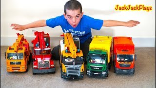 Pretend Play Fishing with Cranes! Construction Vehicle & Garbage Truck Pretend Play | JackJackPlays