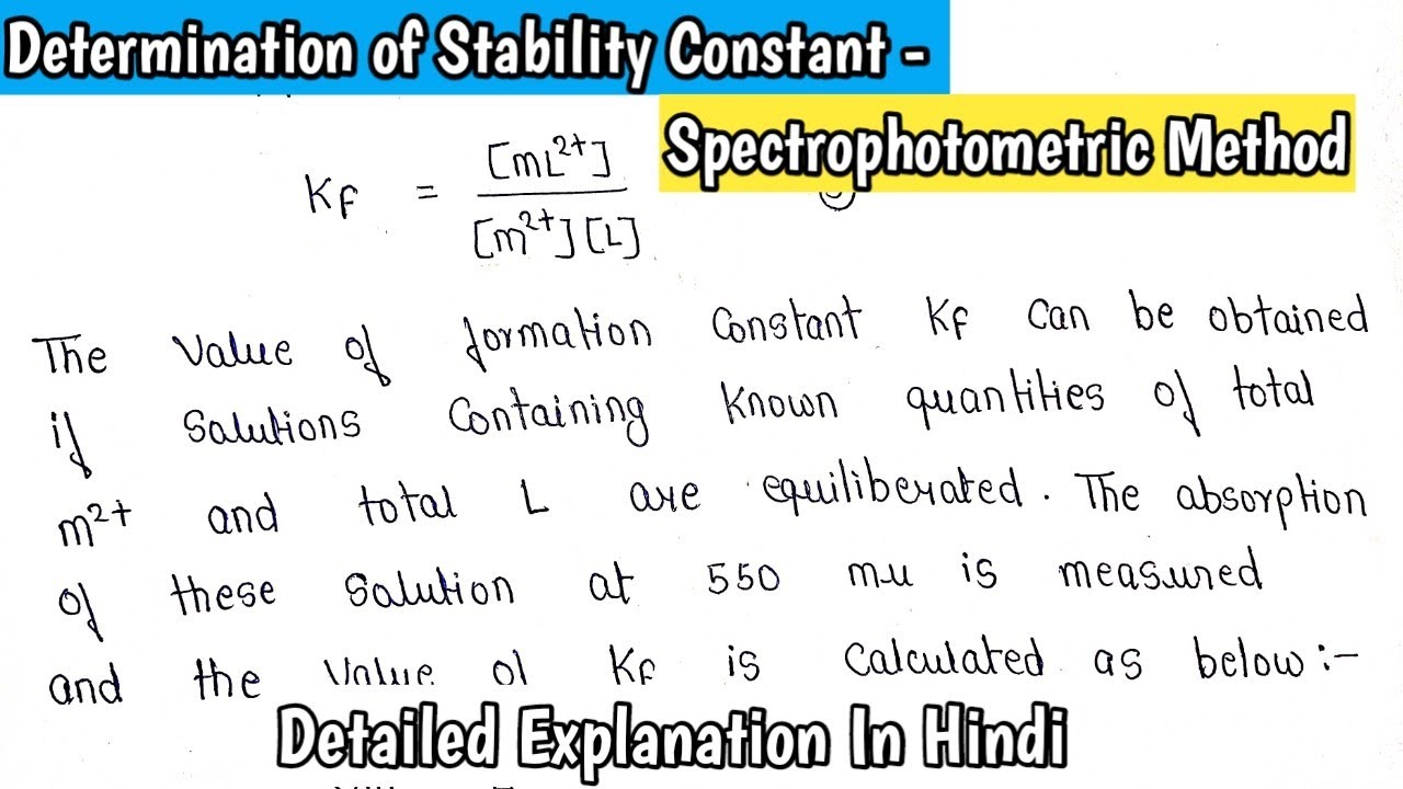 Spectrophotometric Method For Determination Of Stability Constant | Imp ...