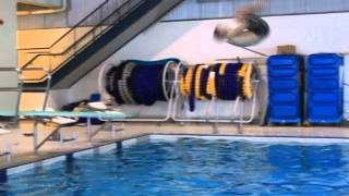 Front flip to dive in the pool