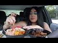EATING JAMAICAN FOOD!! 🇯🇲 TRYING JUICI PATTIES, OXTAILS, RICE AND PEAS, COCO BREAD MUKBANG