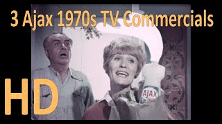 3 Ajax Commercials 1970s HD White Tornado Window Spray Cleaner Vintage TV Ads 16mm High Definition