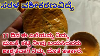 ಸರಳ ವಶೀಕರಣ ವಿದ್ಯೆ|11 ದಿನ ಈ ಎಲೆಯನ್ನು ಭುಜಕ್ಕೆ ಕಟ್ಟಿ ನೀವು ಬಯಸಿದವರು ಶಾಶ್ವತವಾಗಿ ನಿಮ್ಮ ಜೊತೆ ಇರ್ತಾರೆ.