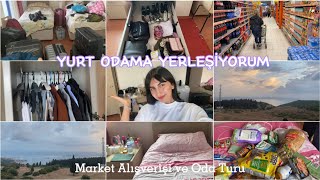 YURT ODAMA YERLEŞİYORUM | KYK yurt oda turu ve market alışverişim