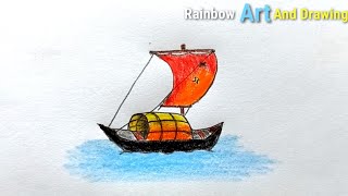 পালতোলা নৌকা আঁকার সহজ নিয়ম 🛶|| Pal  tola Nouka Drawing 🛶| Simple rules || Sailboat Drawing Tutoril