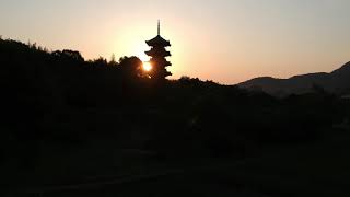 備中国分寺Morning Bitchu Kokubun-ji Temple  a five-storied pagoda,  Soja-city Okayama, JAPAN