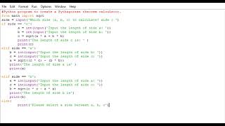 Python program to create a Pythagorean theorem calculator