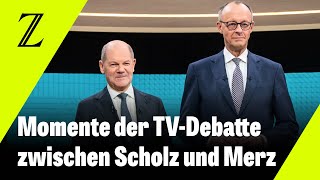 AfD, Windkraft, Mindestlohn | Momente aus dem TV-Duell Merz gegen Scholz