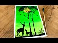 Easy Poster Colour Painting Tutorial for Beginners/ Easy Green Moonlight  Poster colour Painting