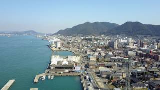 Moji, Japan - Aerial view near Kitakyushu Beer \u0026 Brick Museum / Cafe de Brique