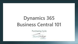 D365 Business Central 101: Purchasing Cycle