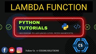 #35 Lambda Function In Python | Python Programming For Beginners | Coding Solutions