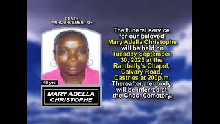 Mary Adella Christophe ~ Medium Obituary