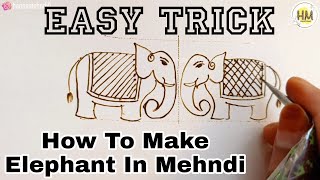 How to draw elephant with Mehndi | Elephant Mahendi Design opposite direction