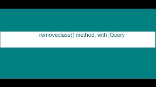 Simple example for removeClass() with jQuery
