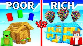 Mikey POOR vs JJ RICH Flying House Survival Battle in Minecraft (Maizen)