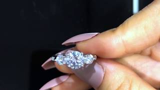 Italo Jewelry Unique Three Stone Lab-Created White Sapphire Engagement \u0026 Wedding Rings -211098