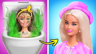 BEST BARBIE CRAFTS 💖 Rich vs Poor Total Doll’s Makeover With Gadgets 🎀 Incredible Ideas by 123 GO!