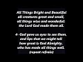 All Things Bright and Beautiful Lyrics Words Text best top popular trending sing along song