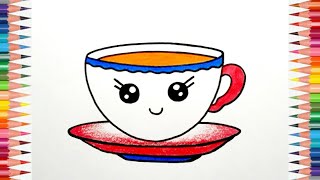 Cup Plate Drawing || Cute Cup Plate Drawing || How To Draw Cup Plate Step By Step For Beginners.