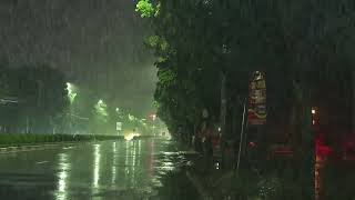 Heavy rain for insomnia on a rainy night, the sound of rain falling asleep quickly ASMR white noise