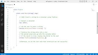 C# 20: Convert a string to a character using TryParse