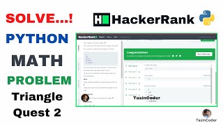 Triangle Quest 2 (Math) | HackerRank problem in python hindi salutation @TasinCoder #hackerrank