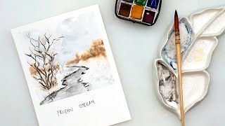 Watercolor polaroid snowscape for beginners - part 2